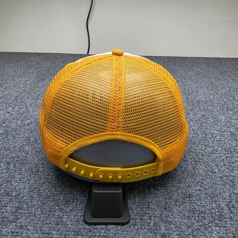 Vintage Bywater Gilvin Trucker Hat Mesh Snapback Cap Yellow White Union Made USA